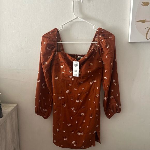Abercrombie & Fitch Rust Floral Long Sleeve Mini Dress - Picture 7 of 16